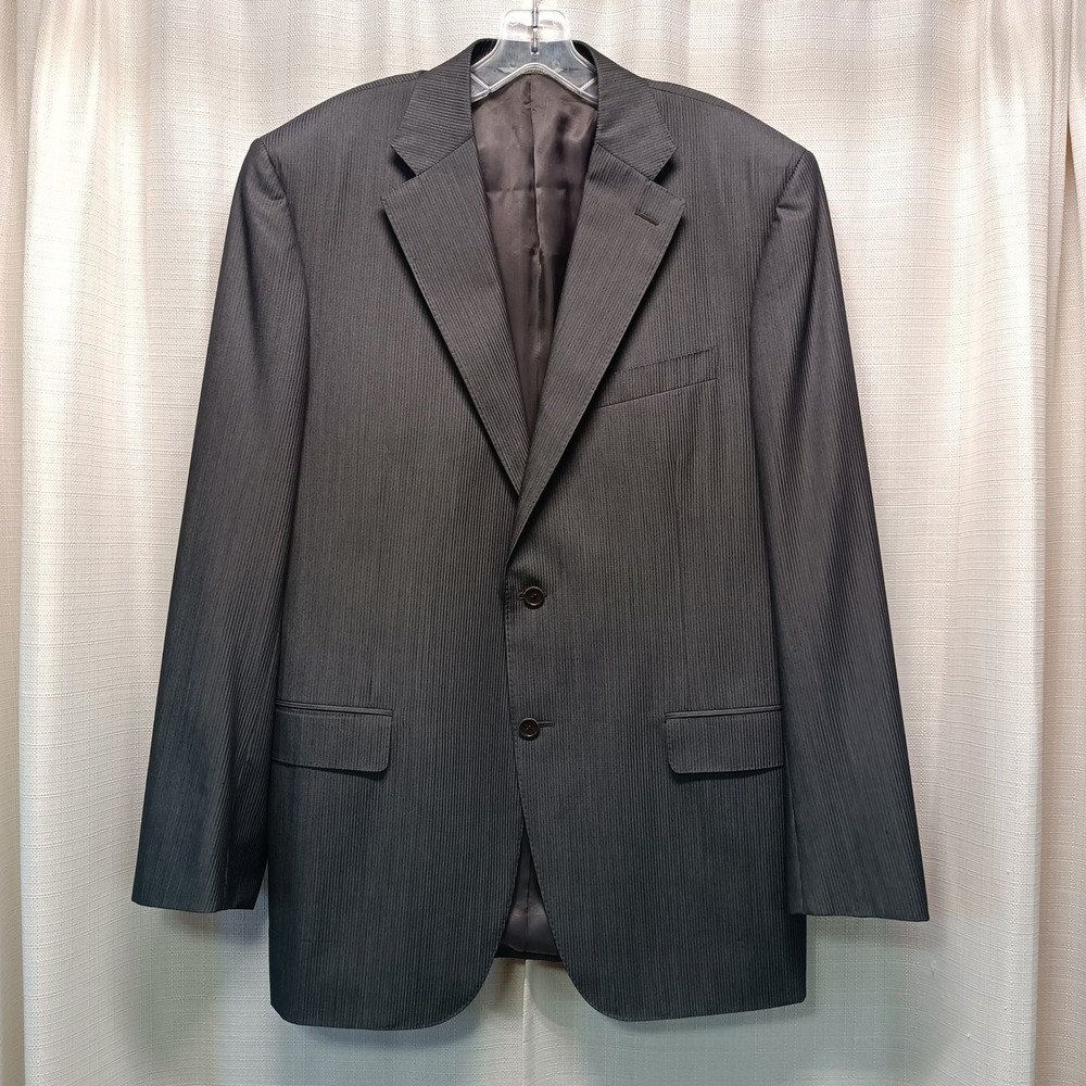 Canali 1934 Mens 37L Charcoal Grey Micro PinStripe Two Button Blazer Sport Coat